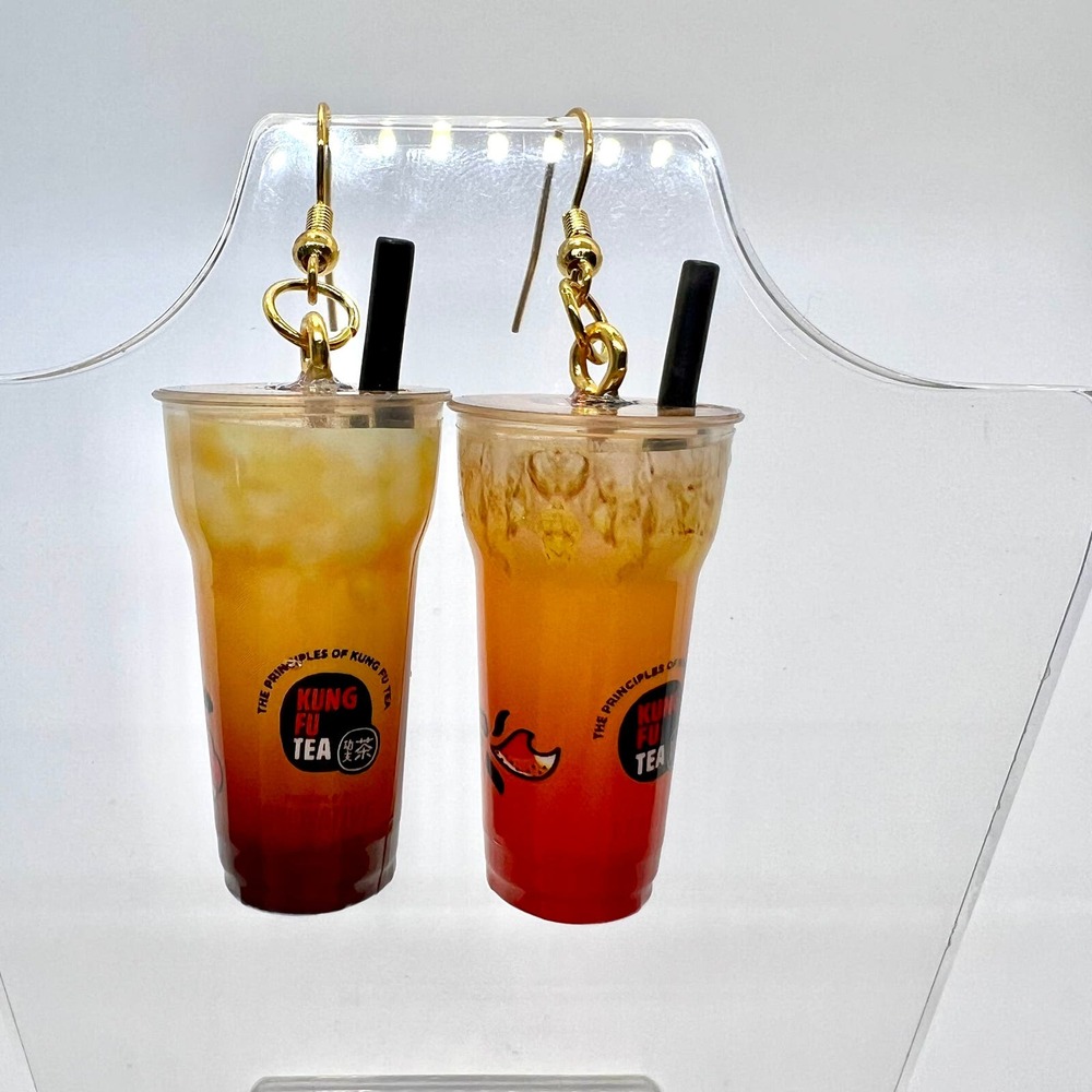 Kung Fu Tea Cups Earrings - Summer Earrings - Boba Earring - Drink Earrings